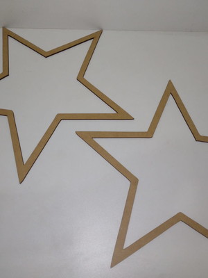 Moldura estrela vazada em mdf 30cm - kit com 10 unidades