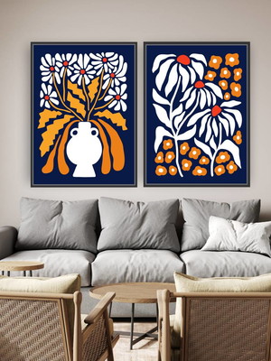 Quadro canvas duplo primavera iii 45x30 com moldura