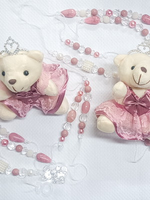 Par de pingentes p/ cortina ursa princesa rosê