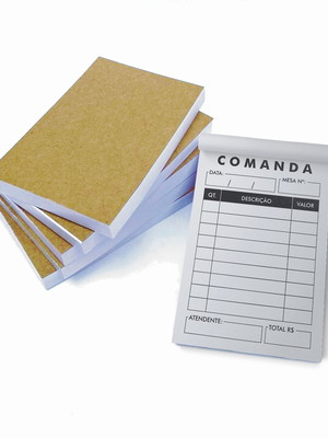 Kit combo 5 blocos de comanda c/ 100 folhas para lanchonete,