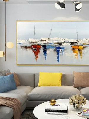Quadro grande com barcos