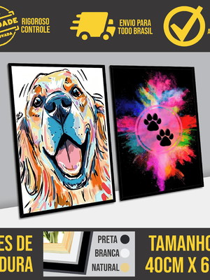 Composição de quadros labrador e patinhas pets