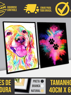 Composição de quadros labrador e patinhas pets