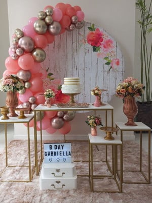 Decoração floral rose gold