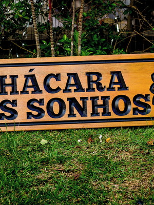 Placa rústica de 60cm x 24cm chácara sítio fazenda