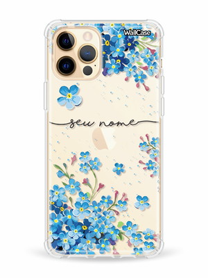 Capinha capa celular personalizada com nome floral azul cs73