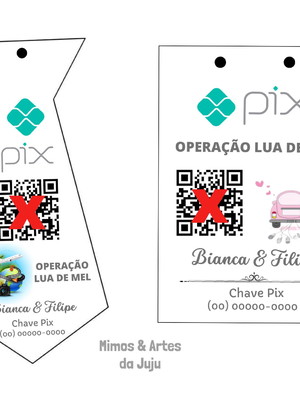 Kit gravata e plaquinha pix qr code operação lua de mel