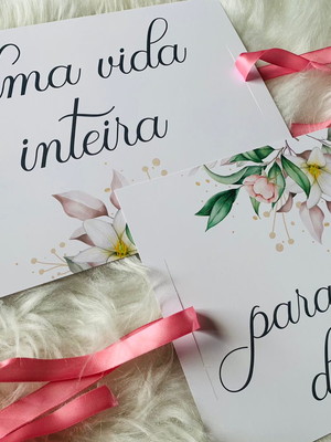 Placa personalizada cadeira noivos - rose