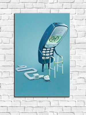 Placa decorativa engraçada celular antigo-30x45cm