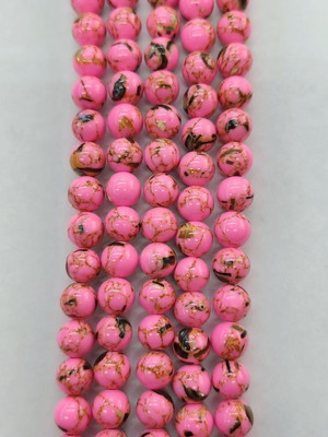 Conta pedra natural abalone pink 08 mm / fio