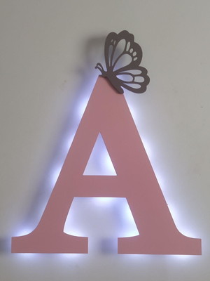 Letra em mdf com borboleta e led personalizado