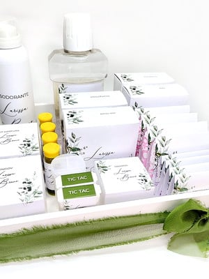 Kit toalete masculino e feminino com bandejas oliva