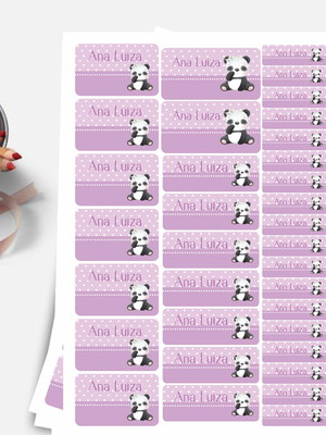 Etiquetas para material escolar panda