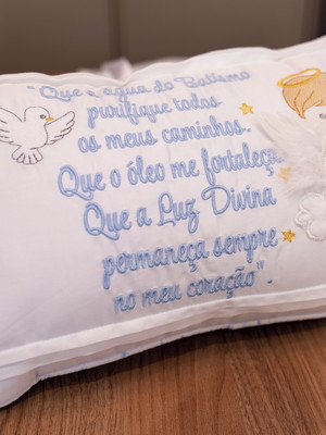 Almofada anjo gabriel e sacola batizado