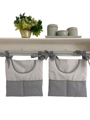 Porta fralda branco e cinza varão bolsos 02 peças