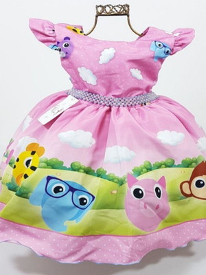 Vestido infantil bolofofos menina tema aniversário