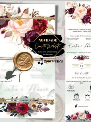 Convite virtual digital casamento interativo com música laço