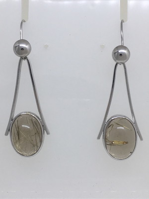 Brincos de prata com quartzo rutilo