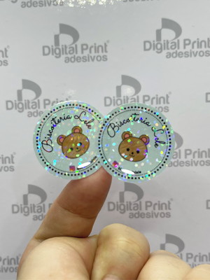 200 adesivos vinil holografico personalizado 3x3