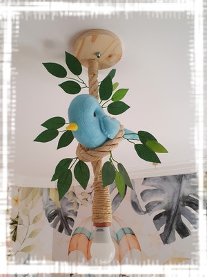 Lustre pendente único quarto infantil passarinho