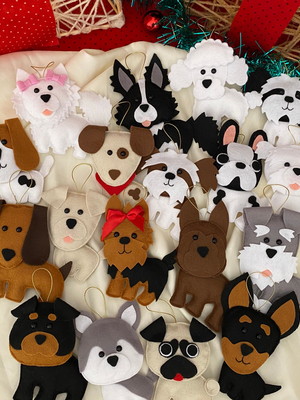 Enfeite de natal cachorro em feltro