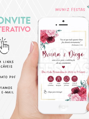 Convite digital interativo casamento marsala