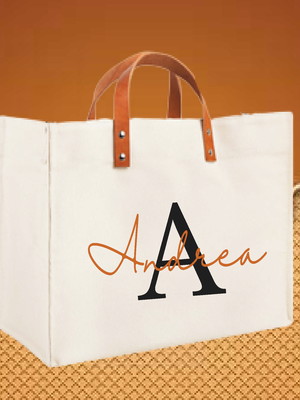 Sacola 40x33x18-nylon c/alças couro ecológico personalizada