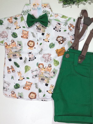 Roupa tema safari menino tam 1 2 e 3 anos