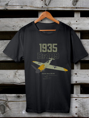 Camiseta aviação caça messerschmitt bf-109 segunda guerra