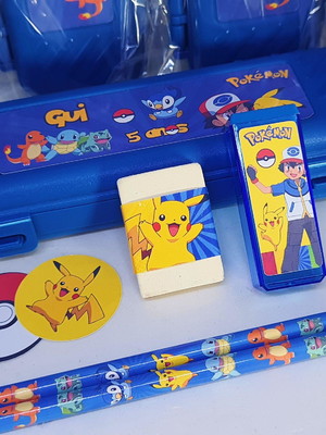 Lembrancinha pokemon - estojo com kit escolar