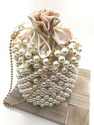 Bolsa de miçangas pérolas - beaded bag - bucket bag