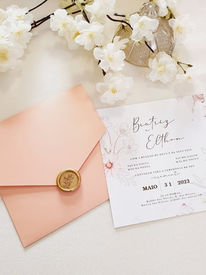 Convite para casamento com envelope