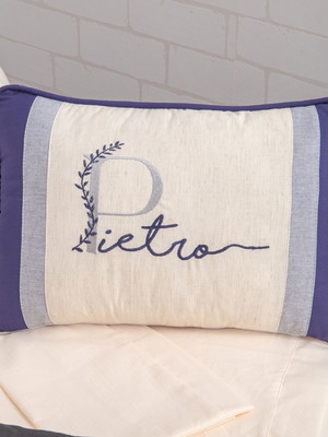 Almofada decorativa personalizada com nome linho azul