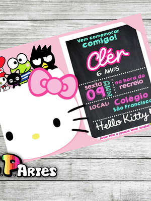 Convite digital - hello kitty