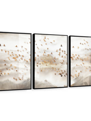 Quadro decorativo com vidro pássaros para sala hall quarto