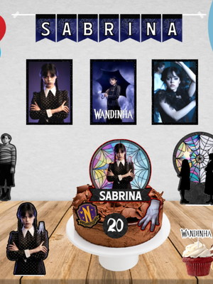Kit só um bolinho wandinha decoração festa família addams
