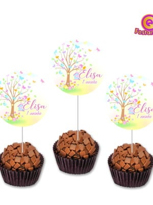 10 toppers para docinho das borboletas personalizado