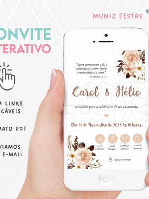 Convite digital interativo casamento bege