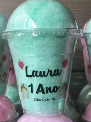 10 uni copo bolha 300 ml - algodão doce e bolo de pote
