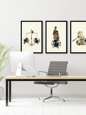3 quadros decoração profissão direito moderno moldura