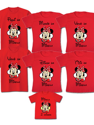 Kit família minnie vermelha flor com 7