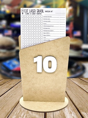 10 porta comanda mdfcrú placa identificadora número mesa bar