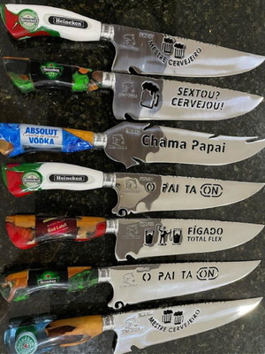 Facas artesanais com cabo híbrido em inox