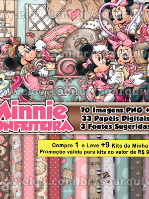 Kit digital minnie confeiteira