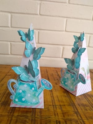 Lembrancinha de aniversário borboletas caixa cone borboletas