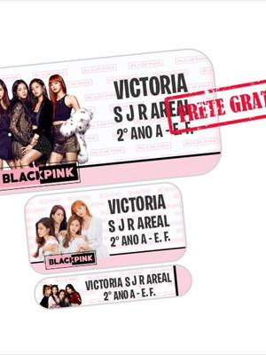 Etiquetas escolares black pink 150un frete grátis