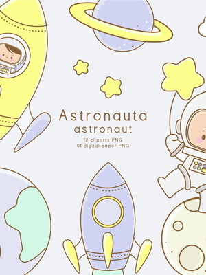 Kit digital cliparts astronauta fofo kawaii