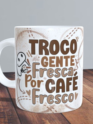 Caneca flork troco gente fresca por café fresco