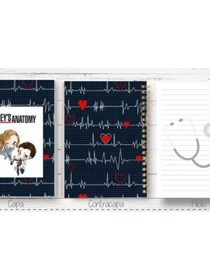 Caderno a5 - tema grey's anatomy