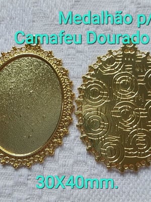 Medalhão p/camafeu infinito / dourado 30x40mm./04pçs